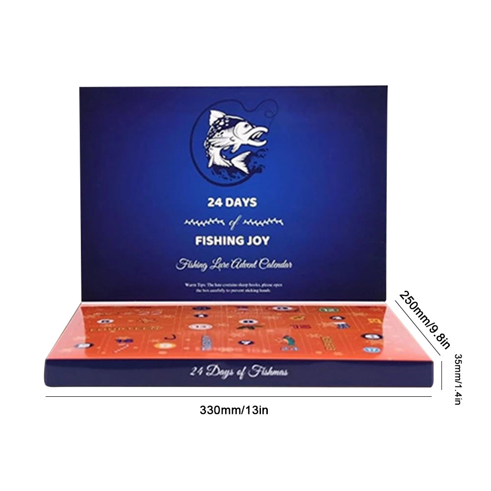 Christmas Fishing Tackle Countdown Calendar Box 24 Days Fishing Lures Set Calendar Box Creative Festival Theme for Adult Kids