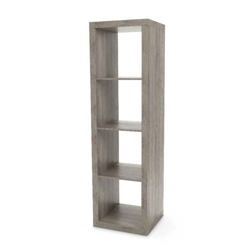 4-Cube Vertical Storage Organizer, Rustic Gray，Versatile，Vertical or horizontal placement，