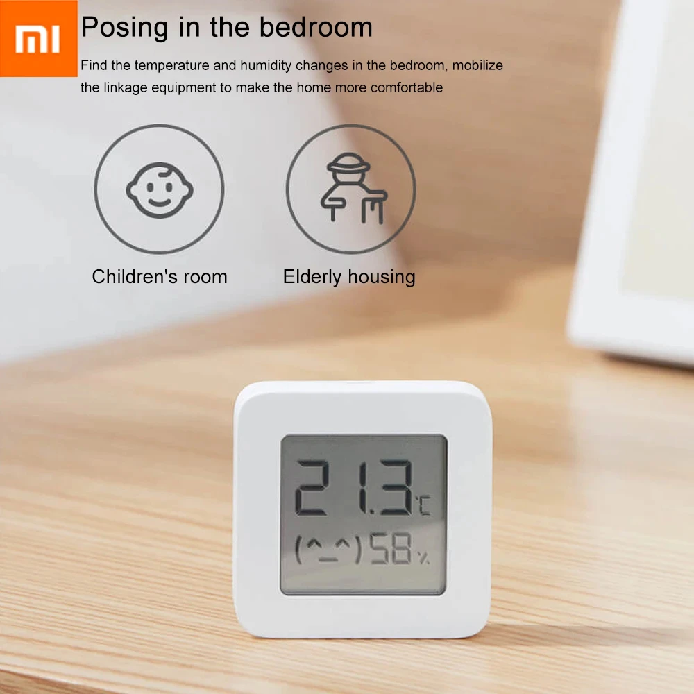 Original Xiaomi Mijia Thermometer 2 Bluetooth Temperature Humidity Sensor Moisture Meter Smart LCD Screen Digital Mijia App