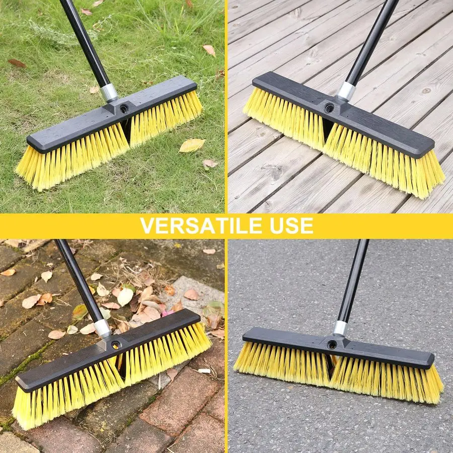 

Inches Push Broom Outdoor Heavy Duty Broom with 63 Long Handle for Deck Driveway Garage Yard Patio Concrete Floor Cleaning