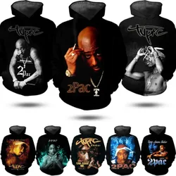 2Pac Hip Hop Rap 3D felpa con cappuccio personalità Cool Street felpa con cappuccio Pullover autunno e inverno felpe Pullover a maniche lunghe qualità