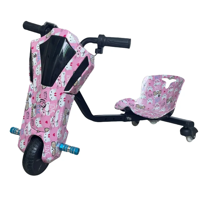 

Children's electric three-wheel drift car retractable amusement car tricycle scooter kart electric stroller