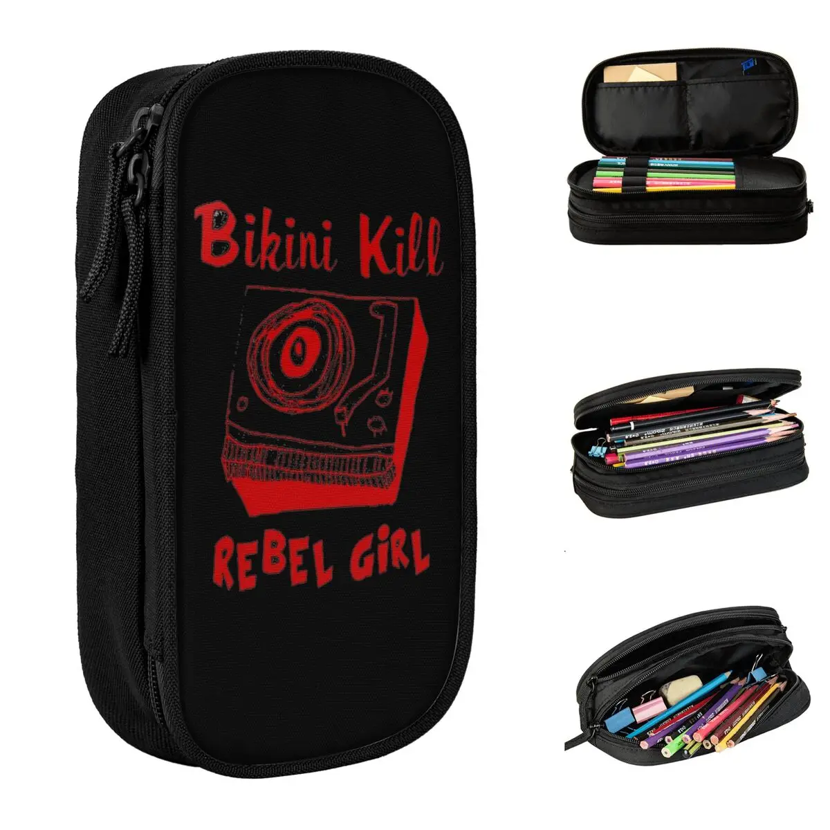 The Single Girl Pencil Case Bikini Kill University Pen Box Student Canvas Aesthetic Back To School Pencil Cases Printed Supplies