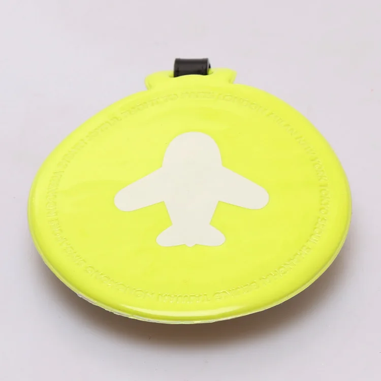 Mini avion rond en forme de bonbons pour documents, étiquettes à bagages, carte d'embarquement colorée en PVC, étiquettes d'enregistrement de bagages