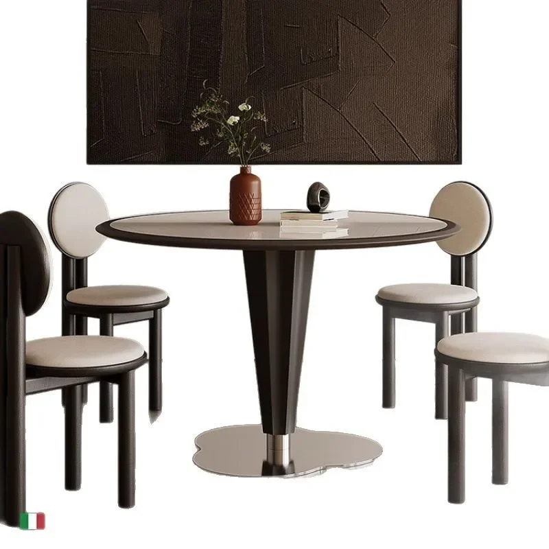 

Small apartment built-in dining table retro black dining table negotiation table