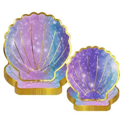 10 pezzi Mermaid Star Shell piatti viola Shell piatti tema sirena ragazze festa di compleanno Sea Princess forniture per feste di compleanno
