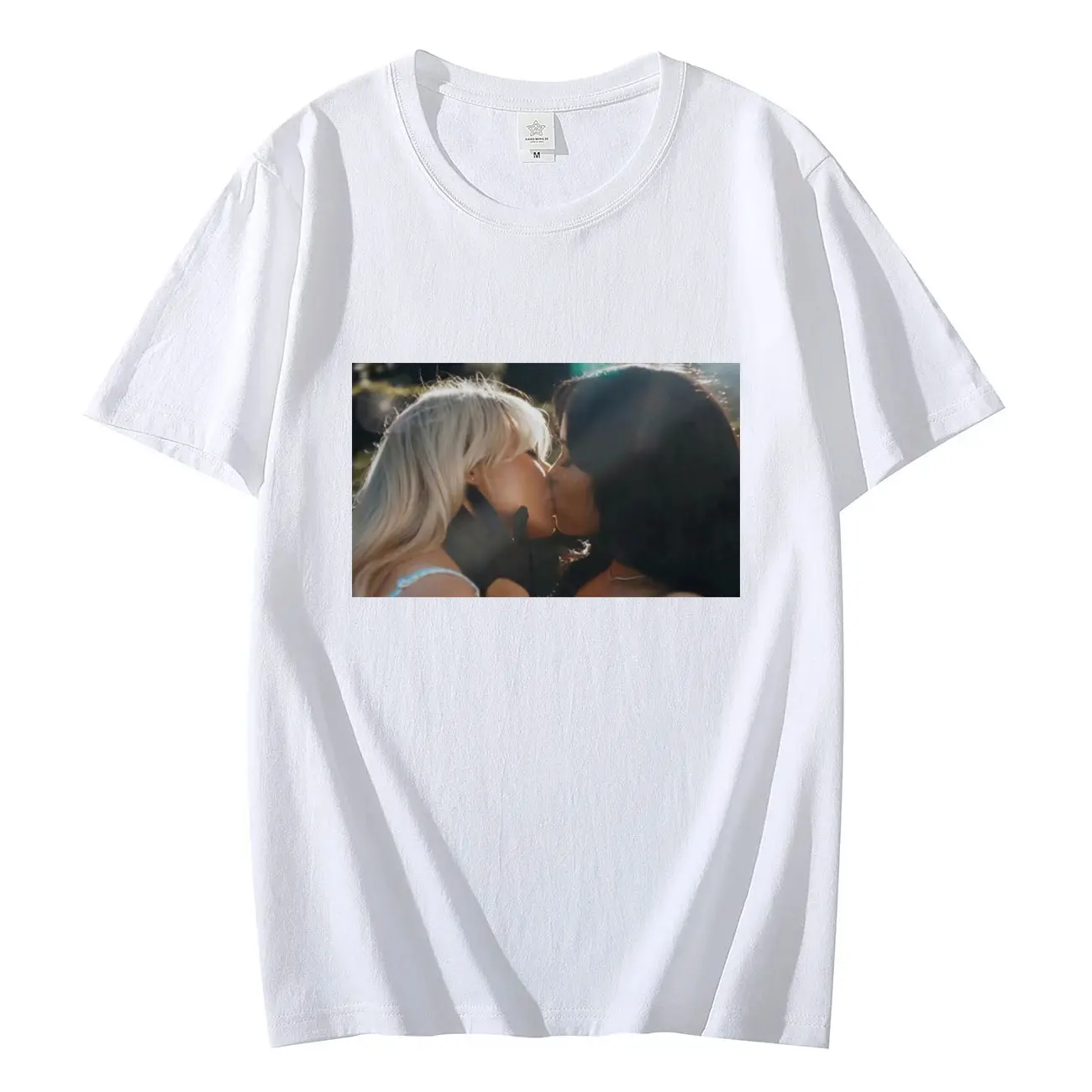 Sabrina Zimmermann und Jenna Ortega Kuss druck T-Shirt Unisex Mode Vintage Ästhetik T-Shirts lässig lose Baumwolle T-Shirts