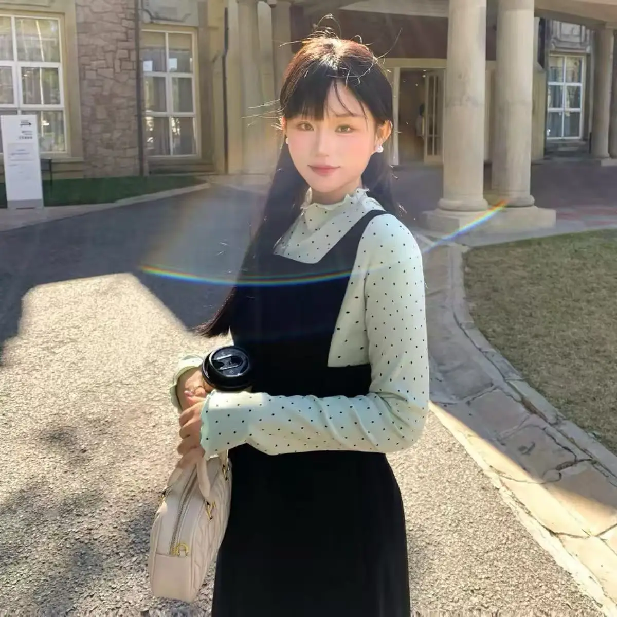 Slimming Effectiveness Large Size Women's Dress Elegant Layering Winter Fashion Citywalk Three-quarter Sleeve Other Material