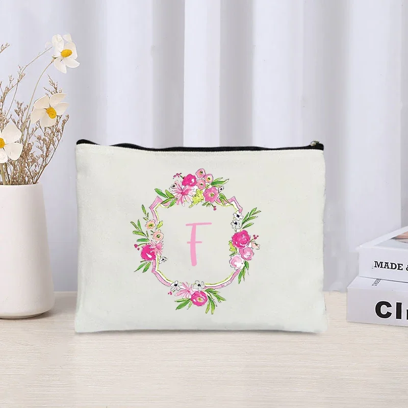 Trendy Letters Makeup Bag Women Travel Cosmetic Organizer Canvas Toilet Storage Handbag Wedding Bridesmaid Gift Ladies Side Bag