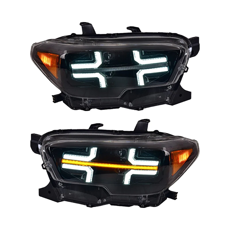 For 2015-2021 Toyota Tacoma Head Light Headlights Upgrade Head Lamp Car Accessories DRL 3 Lens Front Lights
