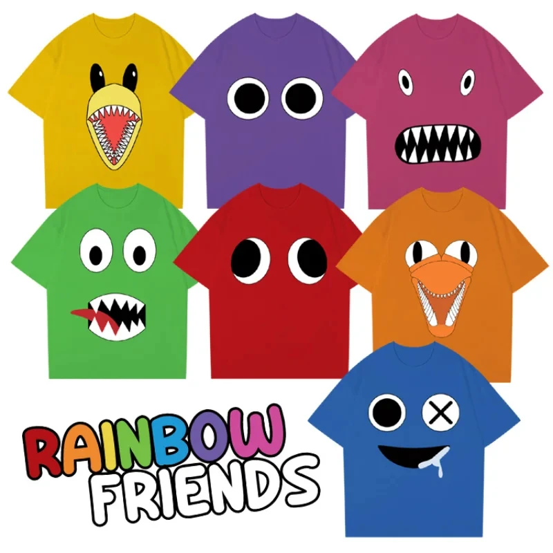 2024 Girls Boys Rainbow Friends T-shirts Summer Short Sleeve Kids Printing Cartoon T Shirts 3-14 Years Casual Tops Tees Costumes