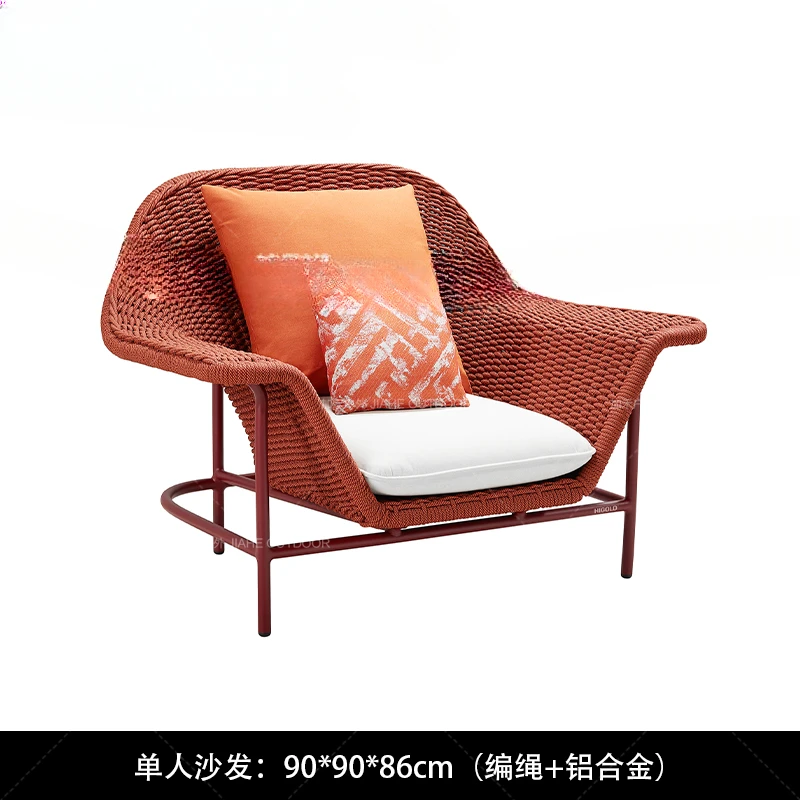 The product can be customized.Customized net celebrity outdoor rattan sofa chair courtyard hotel sun room villa open-air