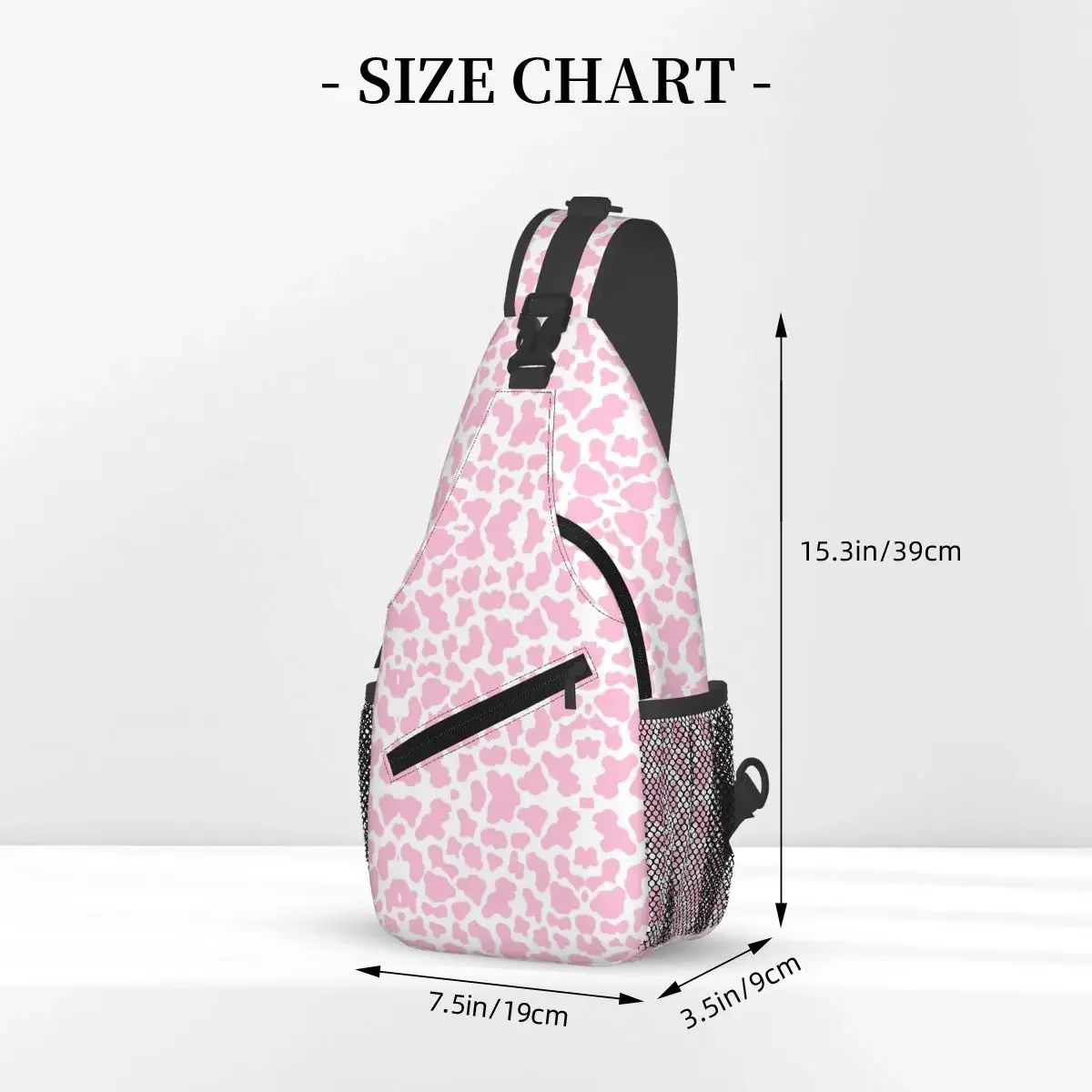 Bolso de pecho con estampado de vaca y fresa rosa, bolso de pecho con estampado estético, bandolera para hombre, bolso de pecho, mochila de viaje para senderismo, bolso de hombro