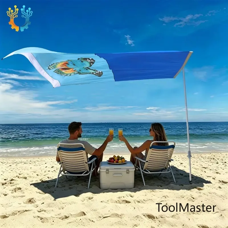 【2026】Easy Set-Up Portable Beach Umbrella Aluminum Pole Large Square Light Weight Canopy UPF 50+ Beach Shade