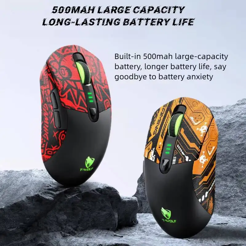 Bluetooth+2.4Ghz+Wired Tri-Mode Wireless Gaming Mouse 12800DPI RGB Backlit 1Khz Polling Rate Programmable Macro Mice