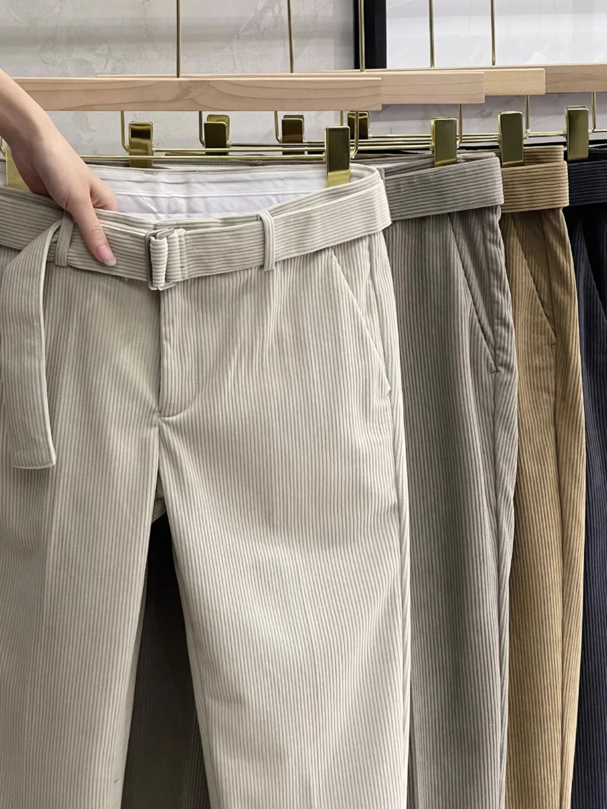 

Men's Casual Loose Velvet Long Trousers Spring Autumn Color Trendy Straight Leg Pants Japanese Retro Simple Matching