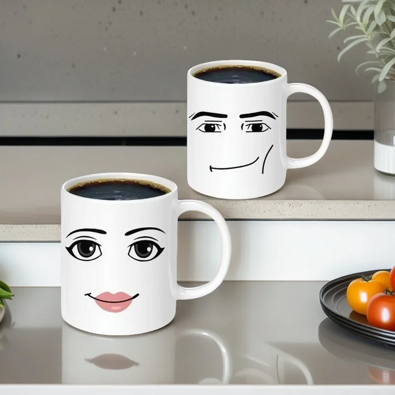 كوب سيراميك أنيق بتصميم وجه امرأة لطيفة - كوب قهوة بسيط للحليب/الإفطار، هدية إبداعية للرجال/النساء