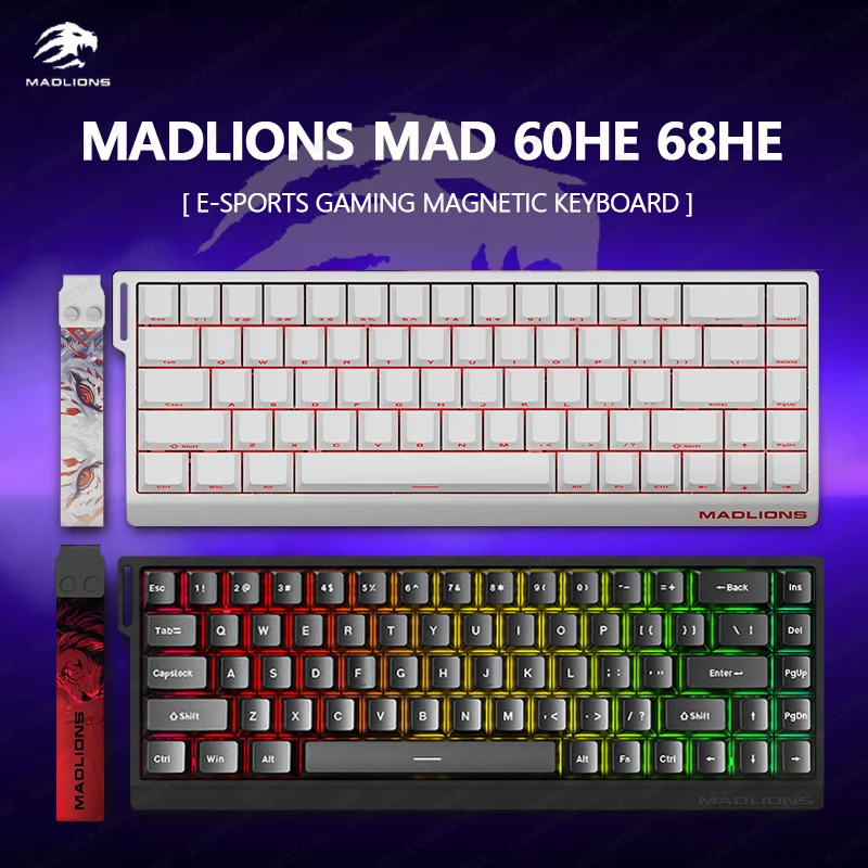 Madlions Mad 60he Mad 68he Wired Mechanical Keyboard Gaming Magnetic Switch RT 0.02mm 8K Polling Rate RGB Hotswap Keyboard