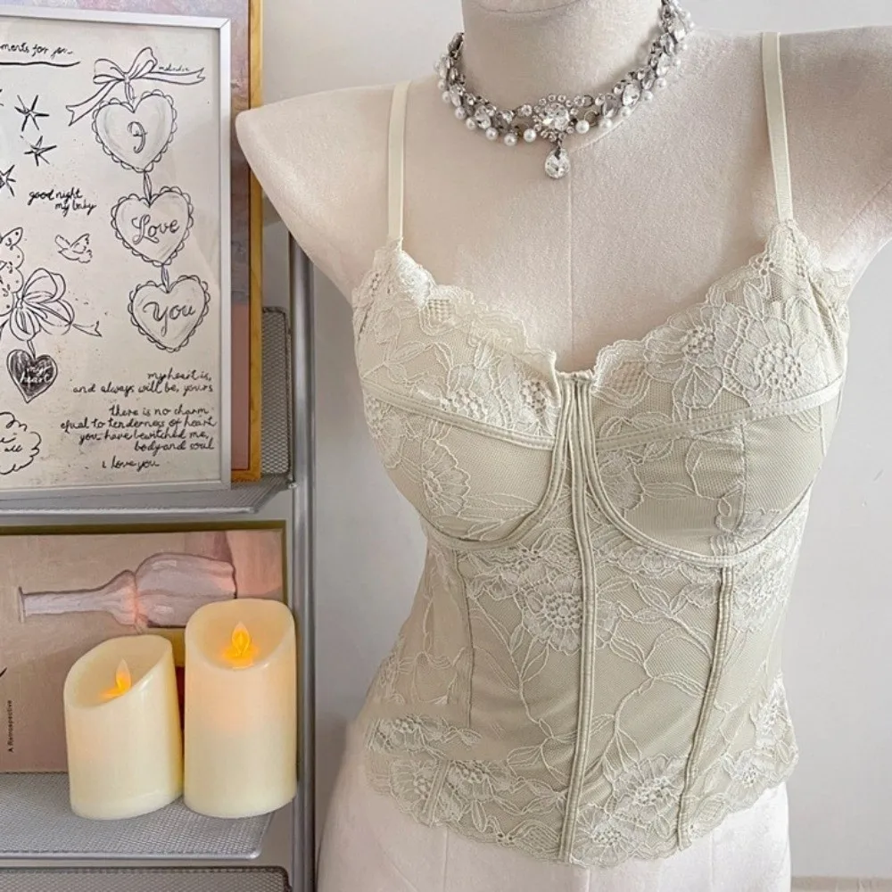 

Кружевной укороченный топ-сетка с эффектом пуш-ап, женский топ-жилет в стиле «спайси гёрл», с подкладкой