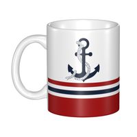 DIY Nautical Blue Anchors With Stripes Ceramic Mug Customized Sailing Sailor Coffee Cup Creative Gift Cups And Mugs