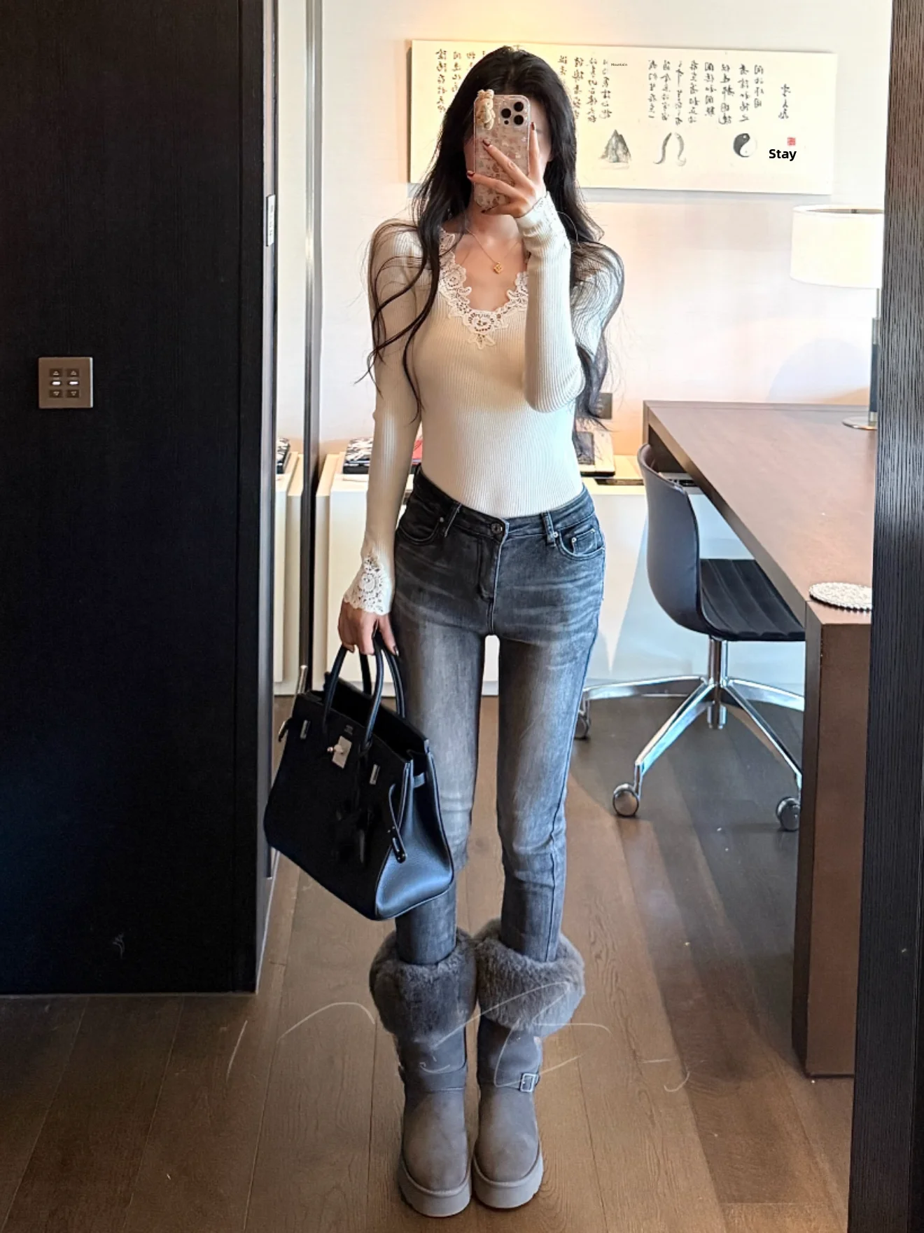 

Retro American Waed High Waist Slimming Jeans High Waist Stretchy Cotton Denim Bootcut Pants Tummy Control Women's Jeans