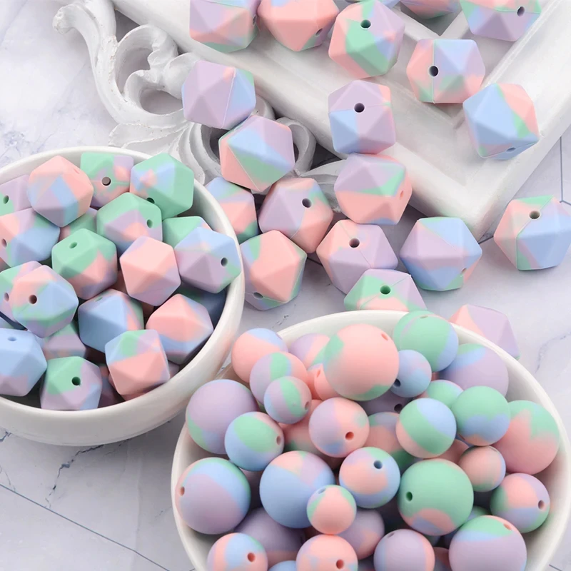 LOFCA 10pcs 15mm Silicone Teething Beads 15mm Teether Baby Nursing Necklace Pacifier Clip Oral Care BPA Free Food Grade Colorful