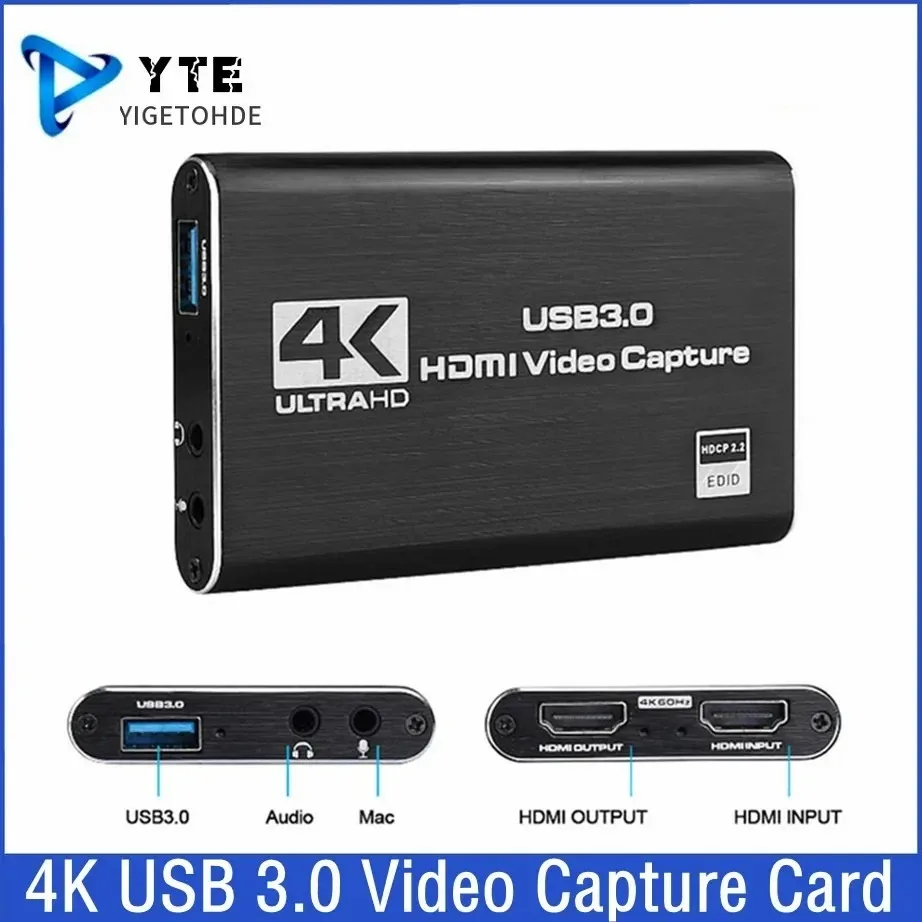 

4K HDMI-compatible To USB 3.0 Video Capture Card Dongle 1080P 60fps Video Recorder For OBS Capturing Game Game Capture Card Live