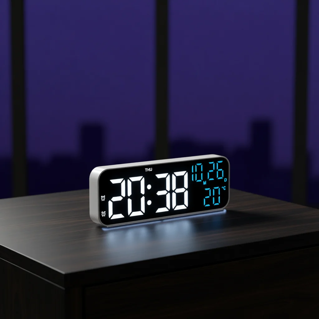 Reloj despertador Digital temperatura y fecha semana pantalla modo nocturno reloj de mesa Control de voz 12/24H relojes despertadores LED electrónicos