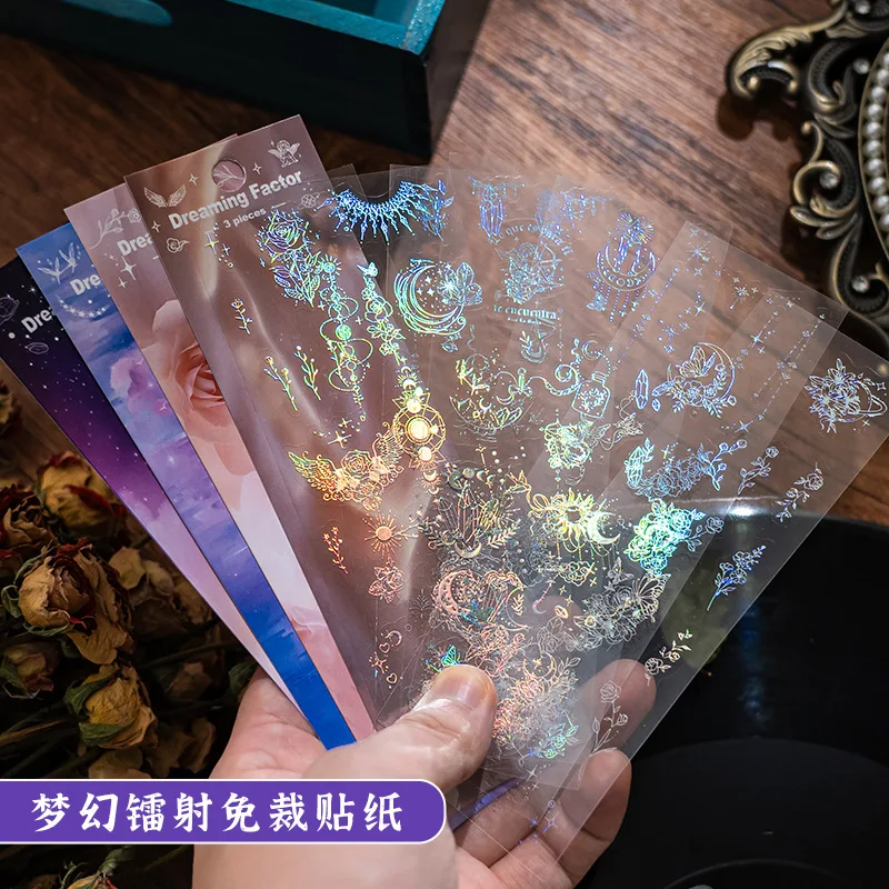 

Fantasy garden laser sticker pet hand account high-value colorful material decoration diy hand account sticker
