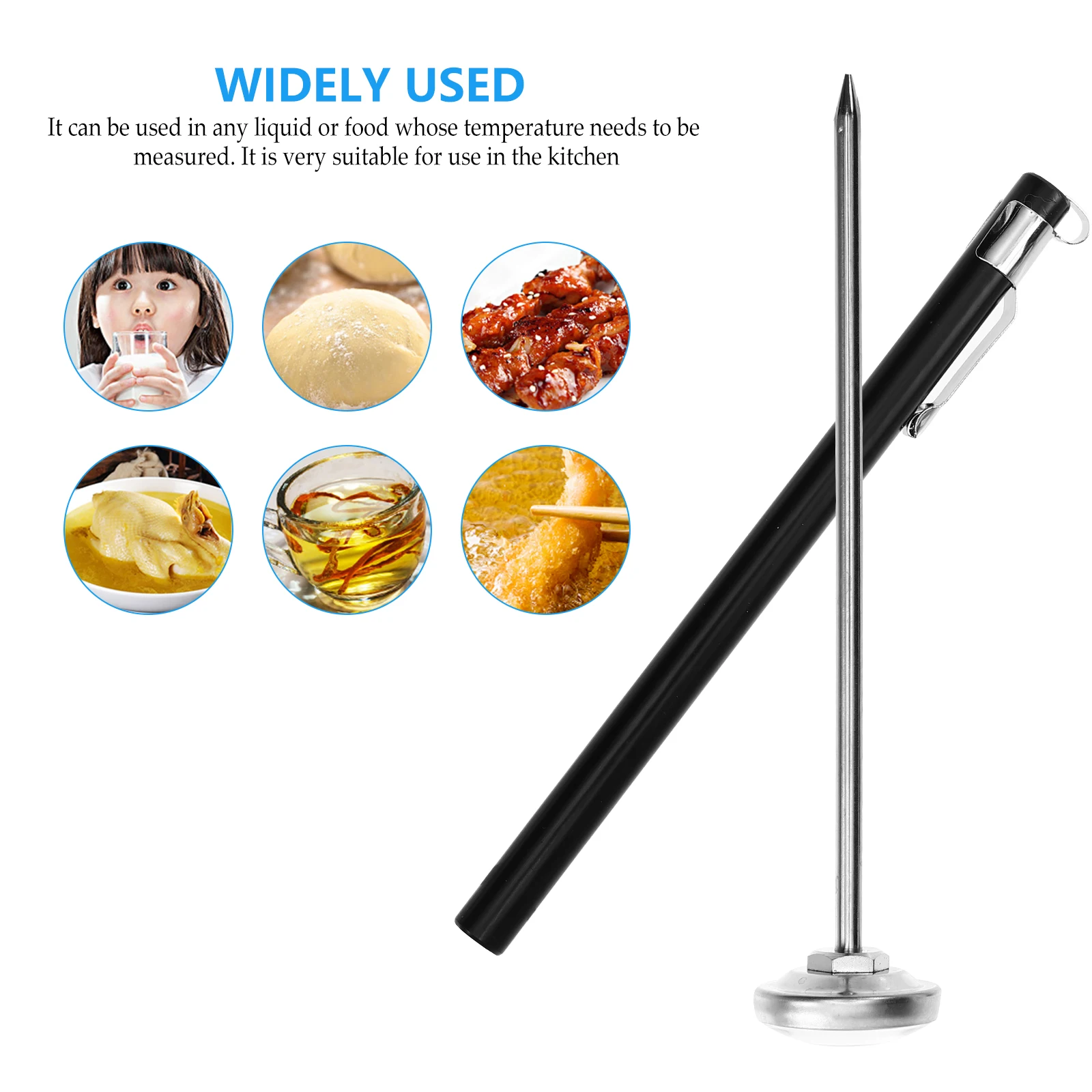 

2Pcs Water Temperature Thermometer for Milk Coffee Tea Espresso Accessories Long Probe Easy Clean Stainless Steel Plastic 10 to