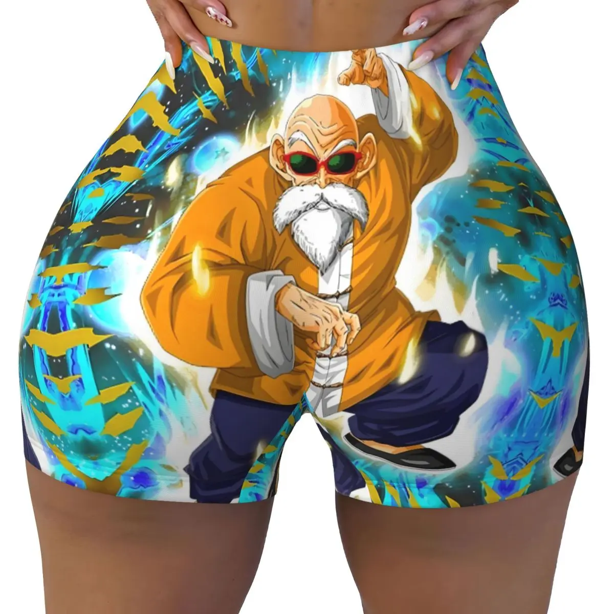 Shorts Deportivos Personalizados de Anime Master Roshi para Mujer, Shorts de Gimnasio, Voleibol, Ciclismo y Yoga