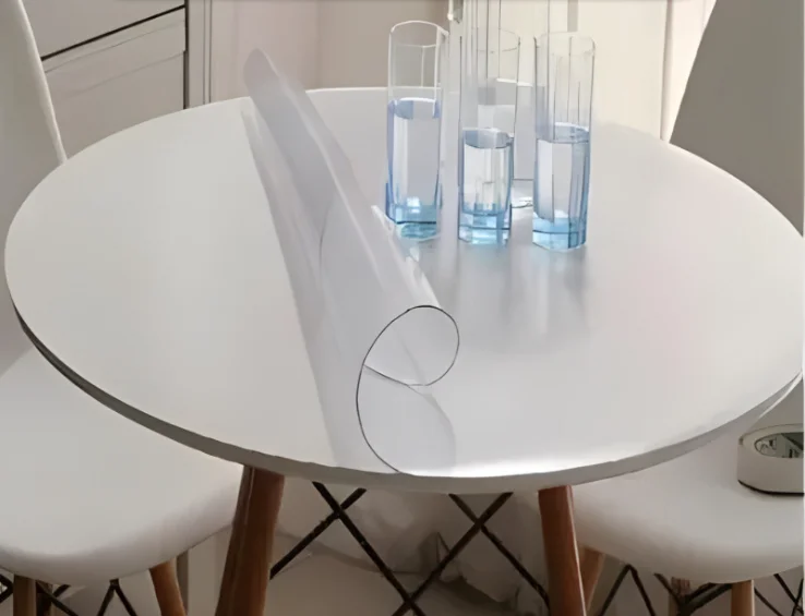 32 Inch Round Clear Table Pad Protector 1.5mm Thick Plastic Vinyl Tablecloth Cover Waterproof Non-Slip Circle Dining Room Table