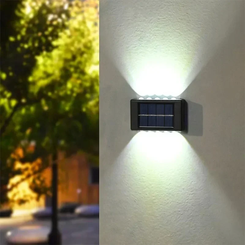 10 LED Solar Ambient Wall Lamp Outdoor Waterproof Solar Powered Light UP and Down Illuminate Home Garden Porch Yard Decoration