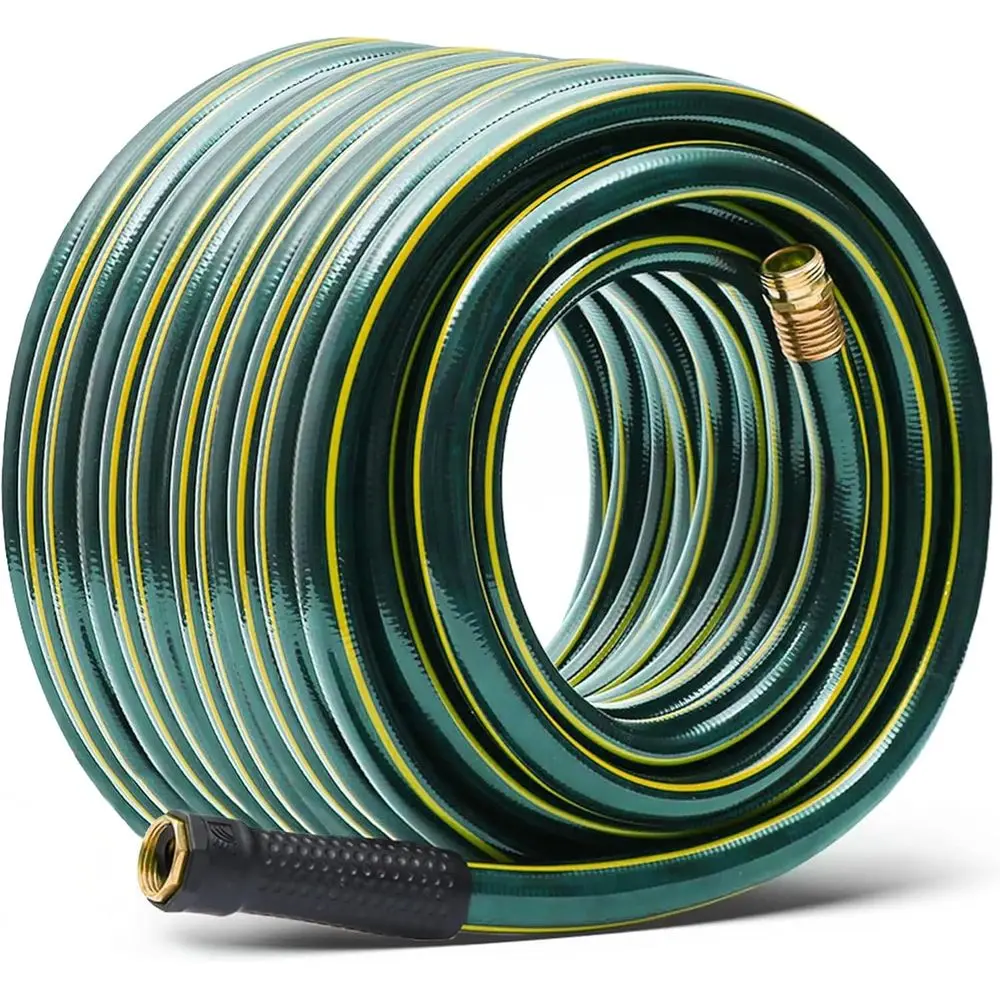 

Solution4Patio Long Leader Зеленый садовый шланг 3/4 дюйма. x 100 футов -Не затягивающиеся, герметичные, латунные/алюминиевые фитинги «папа»/гнездо» - тяжелые