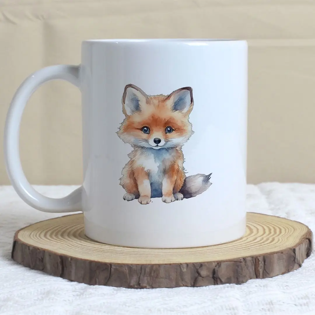 8pcs Cute Baby Fox UV DTF Cup Stickers, Waterproof Sticker Pack For Decorating Mugs, Cups,DIY Art Supplies