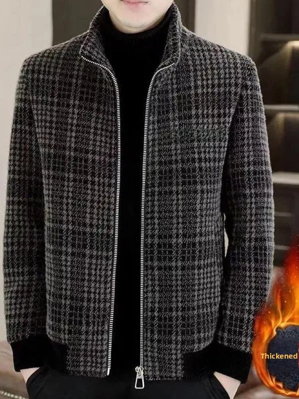 

Men's Thiened Woolen Coat Faionable Autumn Winter New Sle Korean Version Luxury Jaet Sli Knitwear Coat for ly