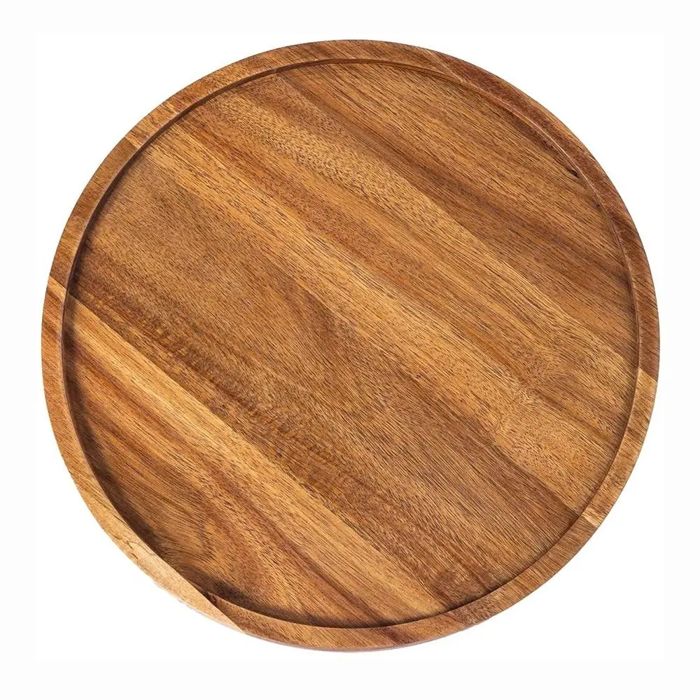 Decorative Tray Round Dinner Plate Wooden Large Wood Platte Dessert Pallet