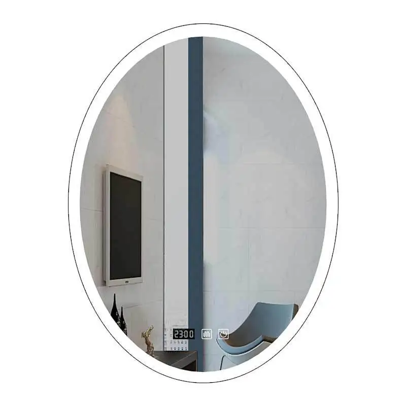 Smart oval special-shaped bathroom mirror, bathroom anti-fog bathroom, wall-mounted makeup with light touch screen
