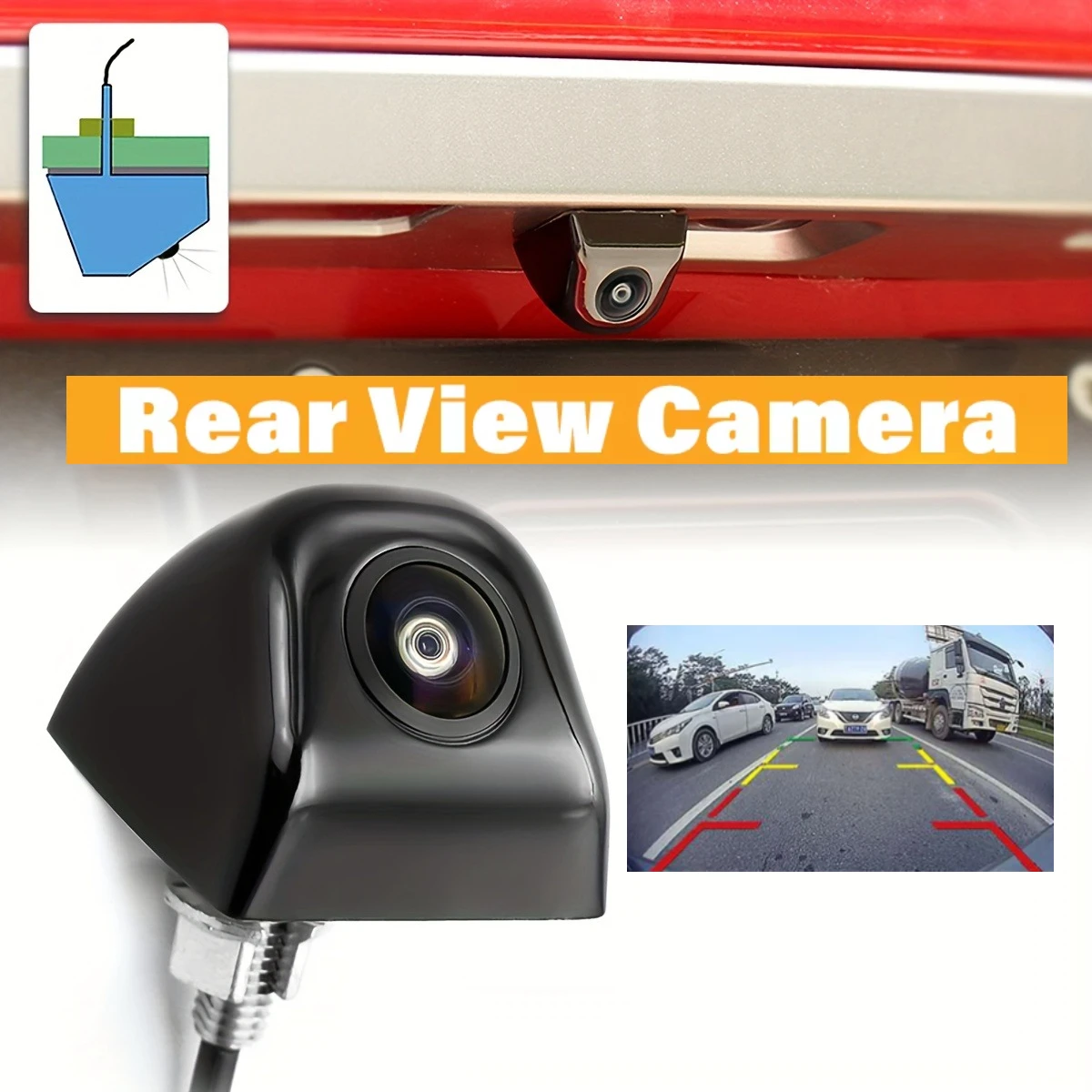 Night Vision Car Backup Camera with Wide-Angle Metal Reversing Function, Rugged and Durable, for Sedans, SUVs, Pickup and RVs