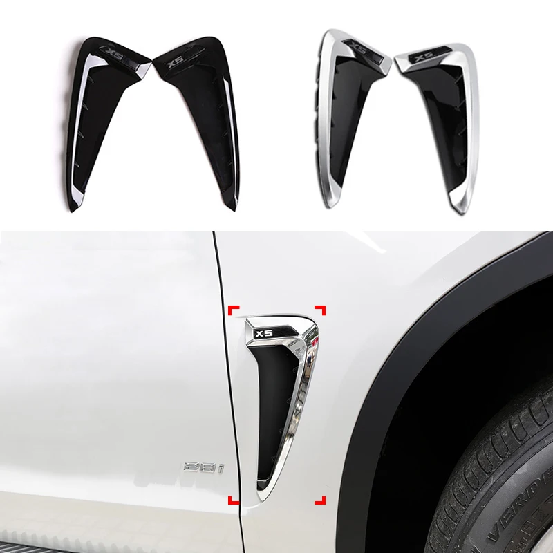 

2 шт. для BMW X Series X5 F15 X5M F85 Shark Gills, боковая вентиляционная наклейка, автомобильный Стайлинг, переднее крыло, вентиляционное отверстие, накладка, аксессуары