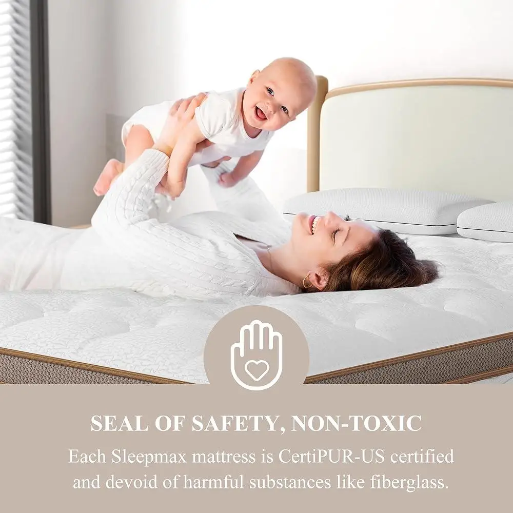 Colchão híbrido de 12 polegadas, suporte de espuma macia, isolamento de movimento, alívio da dor, suporte lombar, colchão confortável em uma caixa