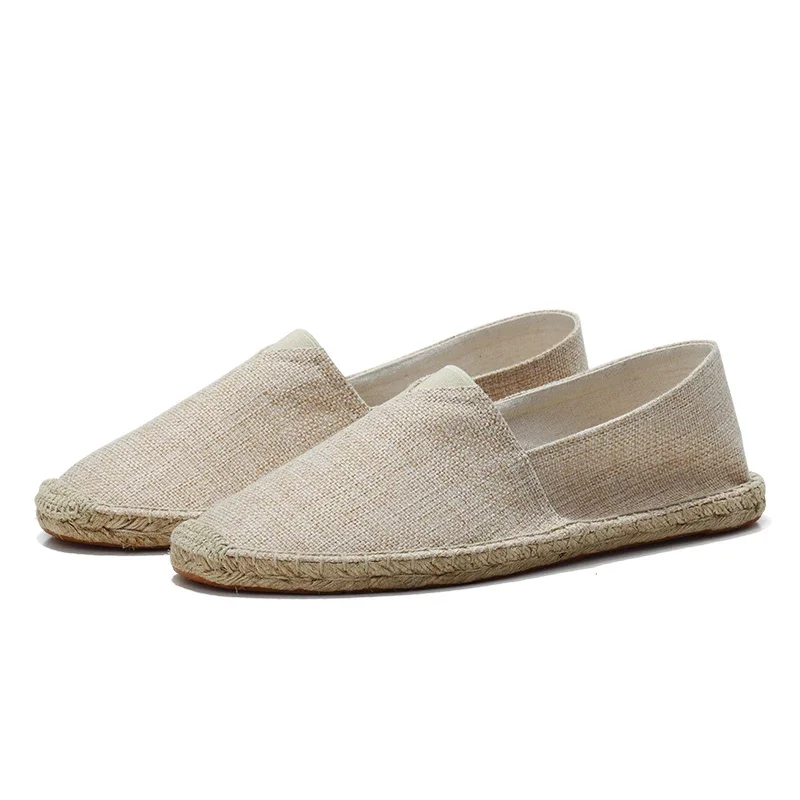 

Summer Autumn Shoes Man Women Slip on Loafers Casual Shoes Espadrilles Hemp Sewing Flax Canvas Flat Shoes Plus Size