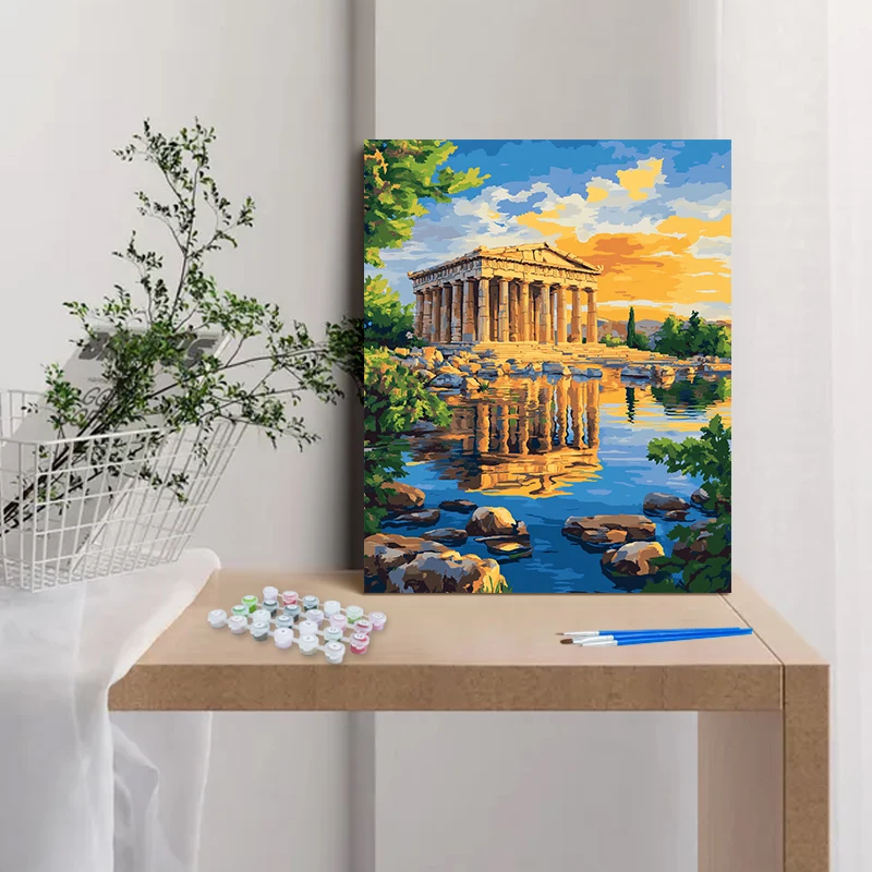 

CHENISTORY Picture By Number Town Landscape Kits For Adults Painting By Number Drawing On Canvas HandPainted Gift Home Decoratio