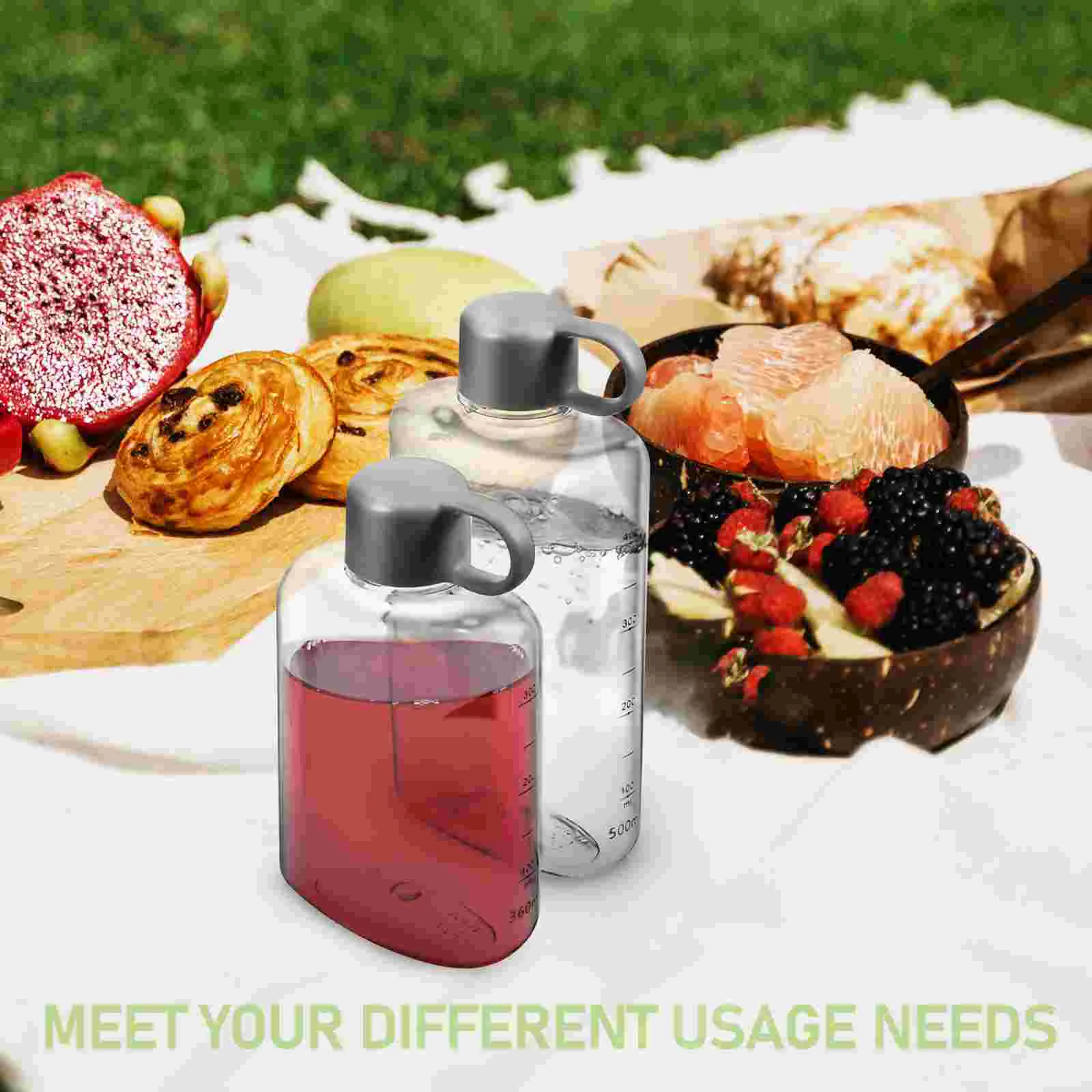 2 Pcs Portable Flat Kettle Workout Water Bottle Large Sports Memorandum Plastic Pot Bottles for Travel