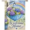 NGZ Hanging Umbrella Hydrangea Garden Flag 28X40 Inch Linen Double Sided Flag for Spring llz
