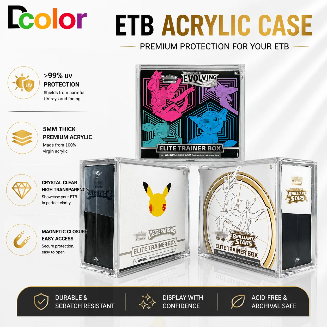 dcolor-anti-uv-99-アクリル製-エリートトレーナーボックス-ディスプレイケース-ポケモン-tcg-トレーディングカードゲーム-etb-アクリルケース