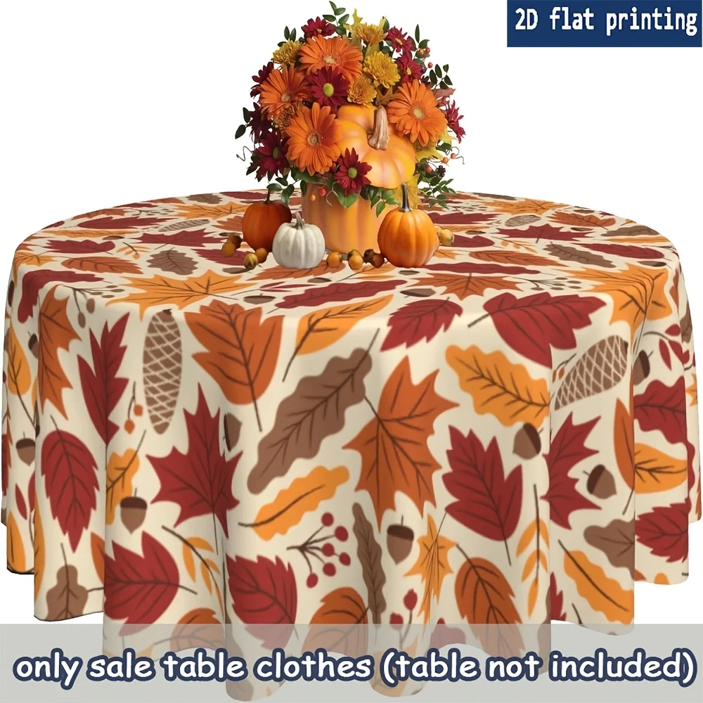 One autumn leaf pumpkin round tablecloth, for Thanksgiving, for a party, for autumn home decorationzyc