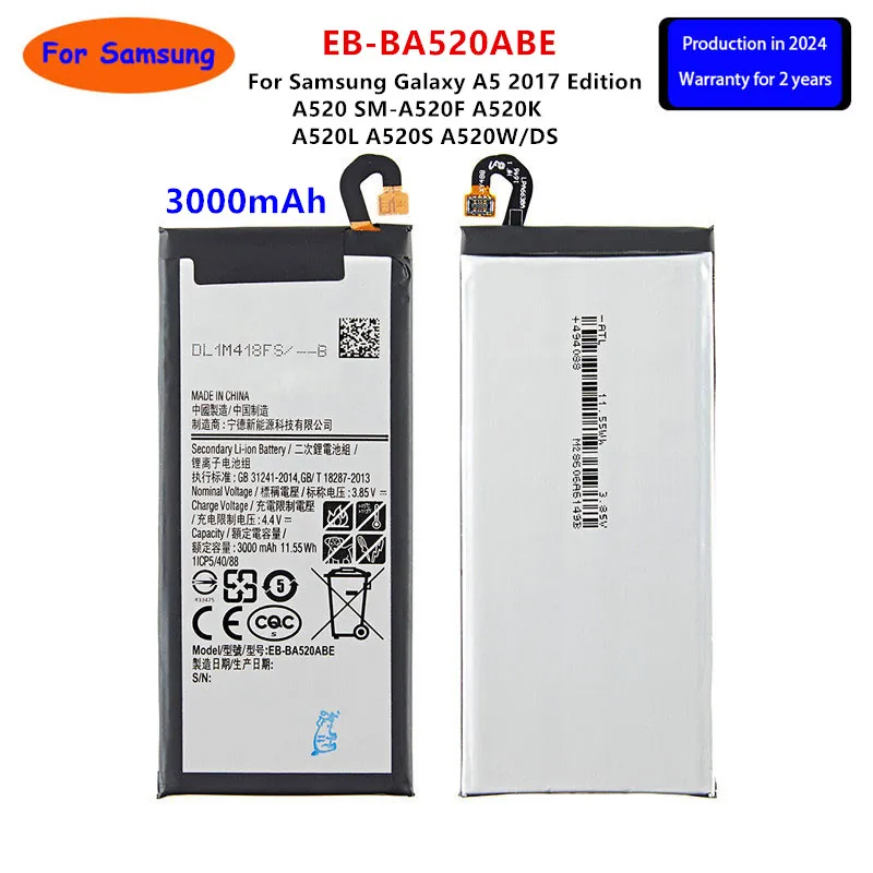 Galaxy a5 EB-BA520ABE-Samsungエディションバッテリー,2017 mah,a520,3000,a520k,a520l,a520s,a520w,ds,ツール,新品