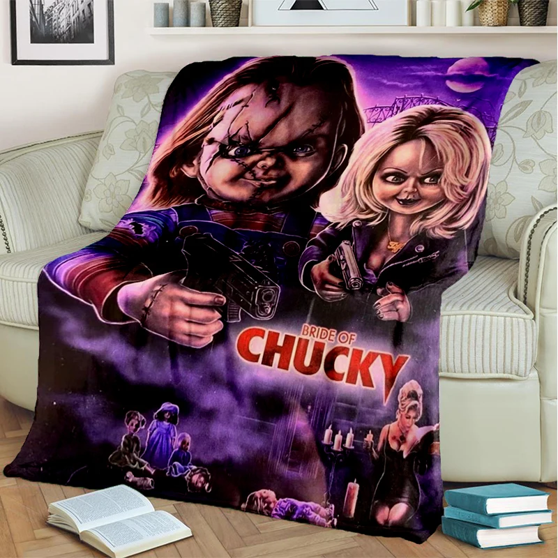 

Horror Movie Chucky Throw Blanket and Tiffany Flannel for Couch Bed Sofa Halloween Lightweight Fan Gifts