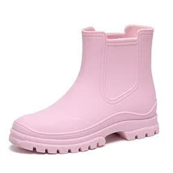 Botas de lluvia de Tpe para mujer, zapatos bajos impermeables, antideslizantes, versátiles, para caminar en la ciudad, a la moda, estilo Chelsea, Galoshes para adultos